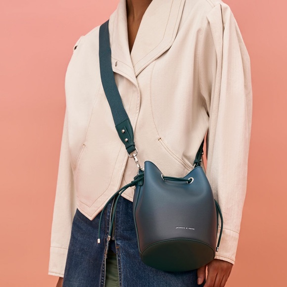 Charles and Keith Lana Bucket Bag - Green, Medium Bag- Brand New - Picture 2 of 7